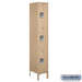 Salsbury 12" Wide Triple Tier Standard Metal Locker - 1 Wide - 6 Feet High - 18 Inches Deep - Tan - Assembled - Sweatfully