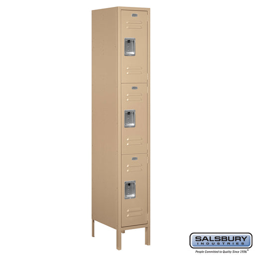 Salsbury 12" Wide Triple Tier Standard Metal Locker - 1 Wide - 6 Feet High - 18 Inches Deep - Tan - Unassembled - Sweatfully