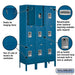 Salsbury 12" Wide Triple Tier Standard Metal Locker - 3 Wide - 5 Feet High - 12 Inches Deep - Blue - Assembled - Sweatfully