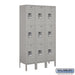 Salsbury 12" Wide Triple Tier Standard Metal Locker - 3 Wide - 5 Feet High - 12 Inches Deep - Gray - Unassembled - Sweatfully