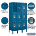 Salsbury 12" Wide Triple Tier Standard Metal Locker - 3 Wide - 5 Feet High - 15 Inches Deep - Blue - Unassembled - Sweatfully