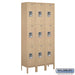 Salsbury 12" Wide Triple Tier Standard Metal Locker - 3 Wide - 6 Feet High - 12 Inches Deep - Tan - Unassembled - Sweatfully