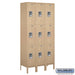 Salsbury 12" Wide Triple Tier Standard Metal Locker - 3 Wide - 6 Feet High - 15 Inches Deep - Tan - Assembled - Sweatfully