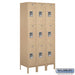 Salsbury 12" Wide Triple Tier Standard Metal Locker - 3 Wide - 6 Feet High - 18 Inches Deep - Tan - Assembled - Sweatfully