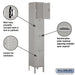 Salsbury 12" Wide Four Tier Standard Metal Locker - 1 Wide - 6 Feet High - 12 Inches Deep - Gray - Unassembled - Sweatfully