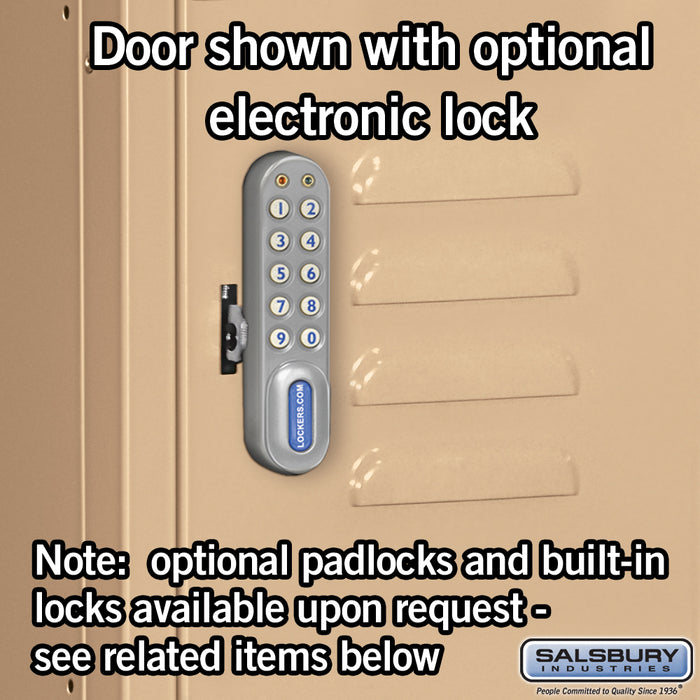Salsbury 12" Wide Four Tier Standard Metal Locker - 1 Wide - 6 Feet High - 12 Inches Deep - Tan - Assembled - Sweatfully