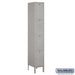 Salsbury 12" Wide Four Tier Standard Metal Locker - 1 Wide - 6 Feet High - 15 Inches Deep - Gray - Unassembled - Sweatfully