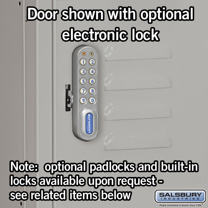 Salsbury 12" Wide Four Tier Standard Metal Locker - 1 Wide - 6 Feet High - 18 Inches Deep - Gray - Assembled - Sweatfully