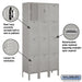 Salsbury 12" Wide Four Tier Standard Metal Locker - 3 Wide - 6 Feet High - 12 Inches Deep - Gray - Assembled - Sweatfully