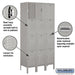 Salsbury 12" Wide Four Tier Standard Metal Locker - 3 Wide - 6 Feet High - 15 Inches Deep - Gray - Assembled - Sweatfully