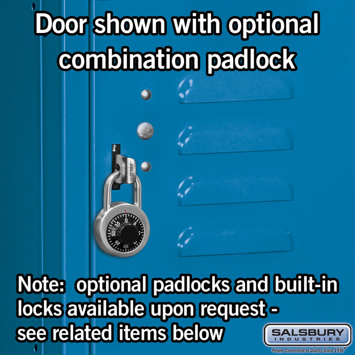 Salsbury 12" Wide Four Tier Standard Metal Locker - 3 Wide - 6 Feet High - 18 Inches Deep - Blue - Assembled - Sweatfully