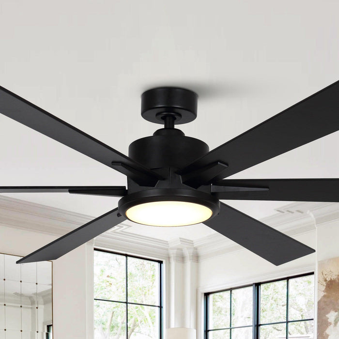 65" Amold Industrial Downrod Mount Ceiling Fan with Lighting and Remote Control - Sweatfully