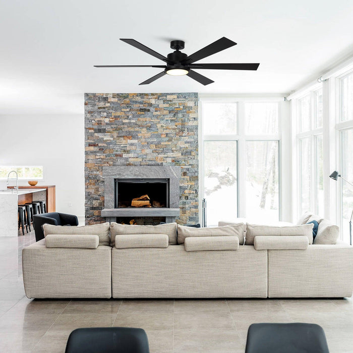 65" Amold Industrial Downrod Mount Ceiling Fan with Lighting and Remote Control - Sweatfully