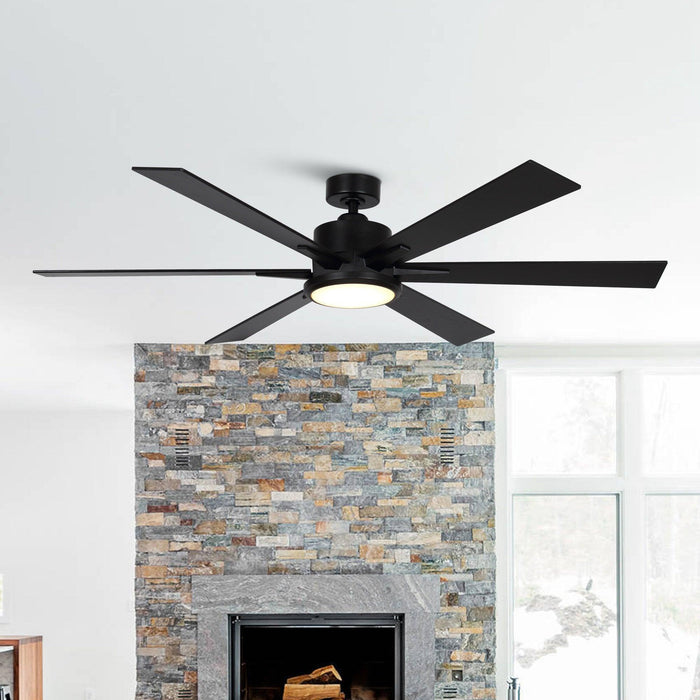 65" Amold Industrial Downrod Mount Ceiling Fan with Lighting and Remote Control - Sweatfully