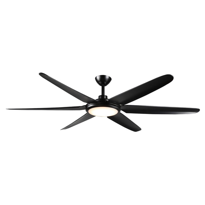 65" Industrial DC Motor Downrod Mount Ceiling Fan with Lighting and Remote Control - Sweatfully