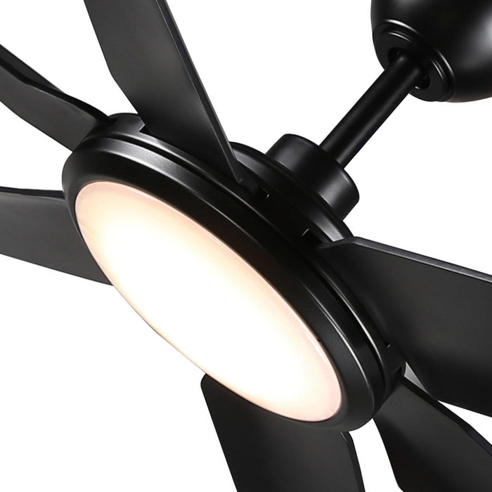 65" Industrial DC Motor Downrod Mount Ceiling Fan with Lighting and Remote Control - Sweatfully