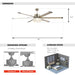 65" Modern Brushed Nickel DC Motor Downrod Mount Reversible Ceiling Fan with Lighting and Remote Control - Sweatfully