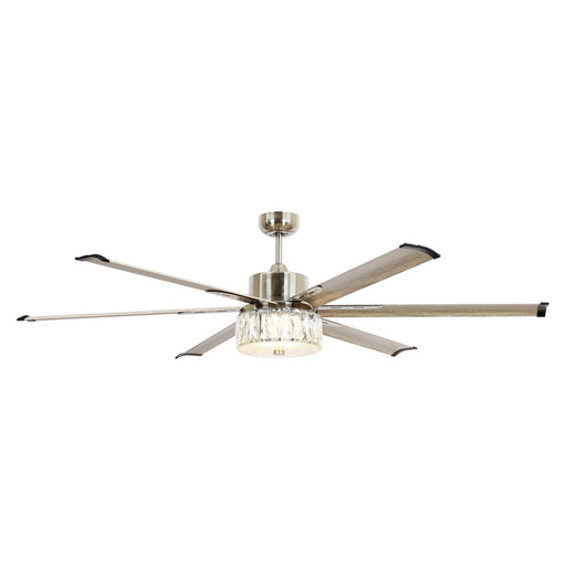 65" Modern Brushed Nickel DC Motor Downrod Mount Reversible Ceiling Fan with Lighting and Remote Control - Sweatfully