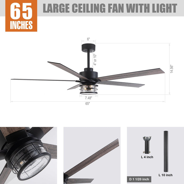 65" Modern Reversible Ceiling Fan with Lighting and Remote Control - Sweatfully