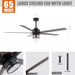 65" Modern Reversible Ceiling Fan with Lighting and Remote Control - Sweatfully