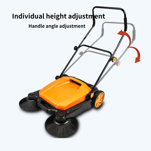 SM650 27.5" Manual Push Powered Floor Sweeper, Triple Brushes, Indoor and Outdoor - Sweatfully