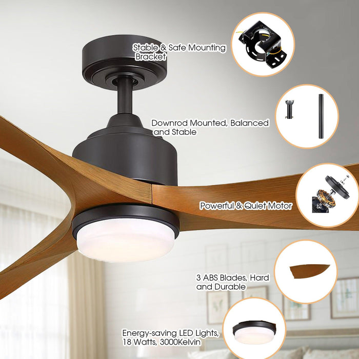 66" Misael Propeller Industrial DC Motor Ceiling Fan with LED Lighting - Sweatfully