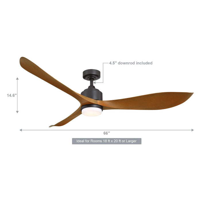 66" Misael Propeller Industrial DC Motor Ceiling Fan with LED Lighting - Sweatfully