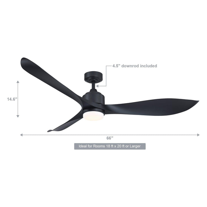 66" Misael Propeller Industrial DC Motor Ceiling Fan with LED Lighting - Sweatfully