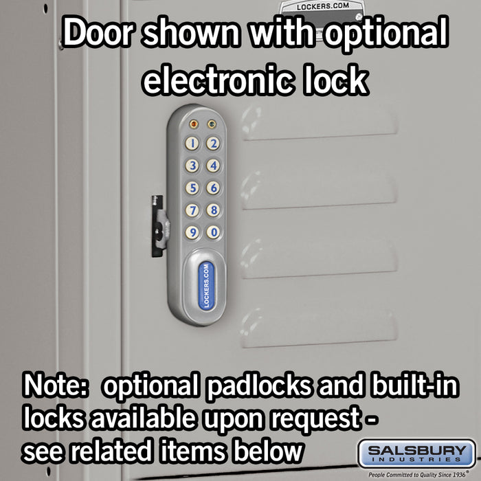 Salsbury 12" Wide Six Tier Box Style Bridge Standard Metal Locker - 16 Box - 18 Inches Deep - Gray - Unassembled - Sweatfully