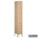 Salsbury 12" Wide Six Tier Box Style Standard Metal Locker - 1 Wide - 6 Feet High - 12 Inches Deep - Tan - Assembled - Sweatfully