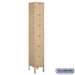 Salsbury 12" Wide Six Tier Box Style Standard Metal Locker - 1 Wide - 6 Feet High - 12 Inches Deep - Tan - Unassembled - Sweatfully