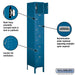 Salsbury 12" Wide Six Tier Box Style Standard Metal Locker - 1 Wide - 6 Feet High - 18 Inches Deep - Blue - Unassembled - Sweatfully