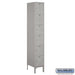 Salsbury 12" Wide Six Tier Box Style Standard Metal Locker - 1 Wide - 6 Feet High - 18 Inches Deep - Gray - Assembled - Sweatfully