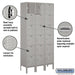 Salsbury 12" Wide Six Tier Box Style Standard Metal Locker - 3 Wide - 6 Feet High - 12 Inches Deep - Gray - Unassembled - Sweatfully