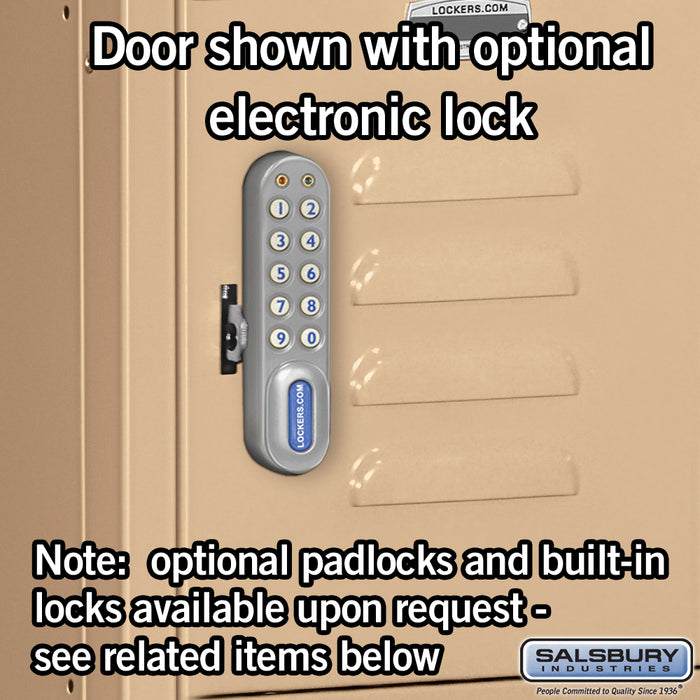 Salsbury 12" Wide Six Tier Box Style Standard Metal Locker - 3 Wide - 6 Feet High - 12 Inches Deep - Tan - Assembled - Sweatfully
