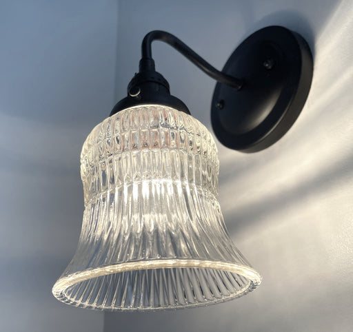 Bell Antique Holophane 1950's Glass Wall Sconce Light Fixture - Sweatfully