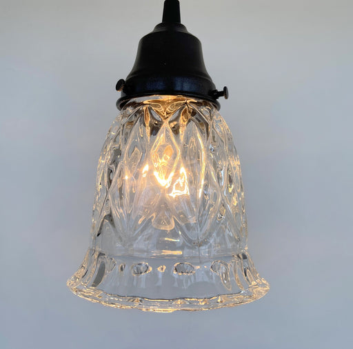 Heavy Pressed Vintage 1950's Antique Diamond PENDANT Light Fixture - Sweatfully