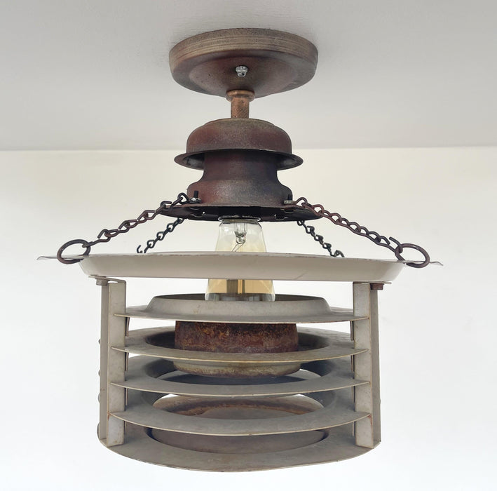 TOTALLY UNIQUE! Vintage Industrial Flush Mount Ceiling Light Rustic Distressed - Sweatfully