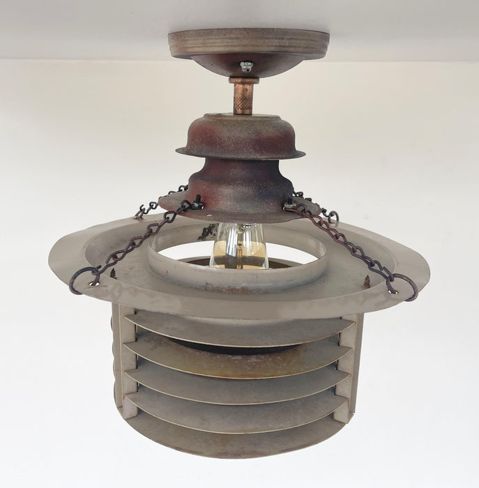 TOTALLY UNIQUE! Vintage Industrial Flush Mount Ceiling Light Rustic Distressed - Sweatfully