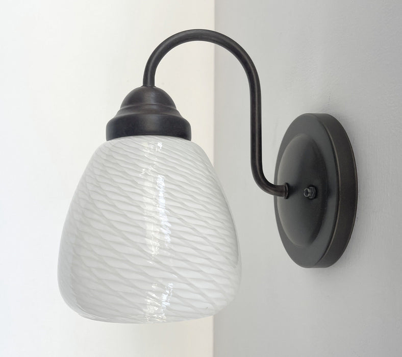Modern 'Ribbon' 1970's Milk Glass WALL SCONCE Lighting - Sweatfully