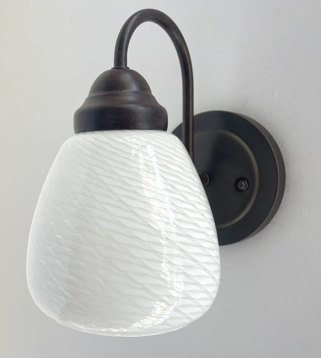 Modern 'Ribbon' 1970's Milk Glass WALL SCONCE Lighting - Sweatfully