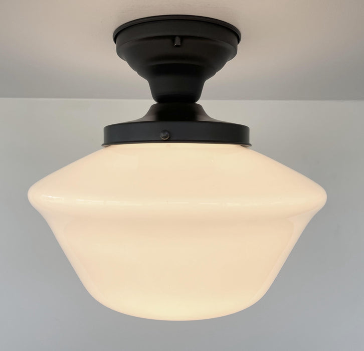 ELEGANT SCHOOLHOUSE Authentic Historical 1930's Antique Milk Glass Ceiling Light - Sweatfully