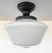 ELEGANT SCHOOLHOUSE Authentic Historical 1930's Antique Milk Glass Ceiling Light - Sweatfully