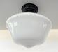ELEGANT SCHOOLHOUSE Authentic Historical 1930's Antique Milk Glass Ceiling Light - Sweatfully