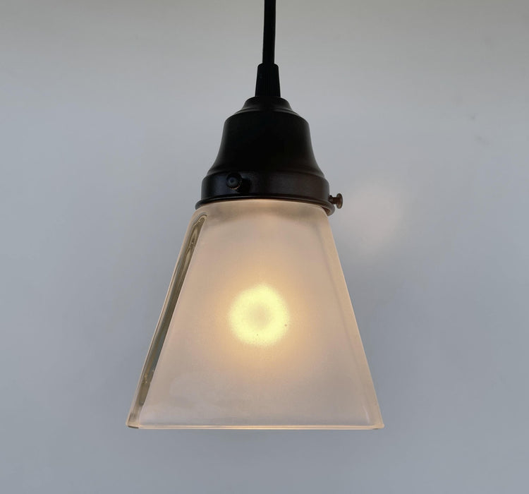 Vintage Frosted SQUARE 1960's PENDANT Light - Sweatfully