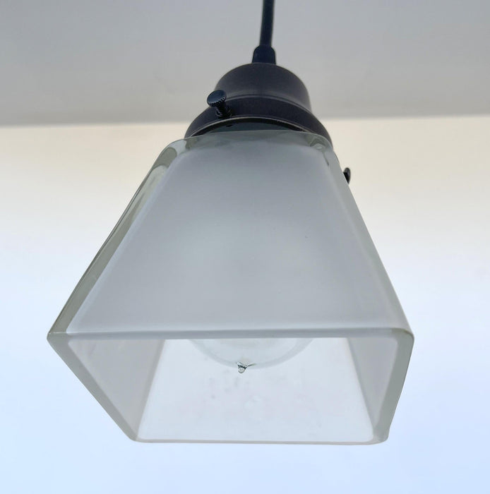 Vintage Frosted SQUARE 1960's PENDANT Light - Sweatfully
