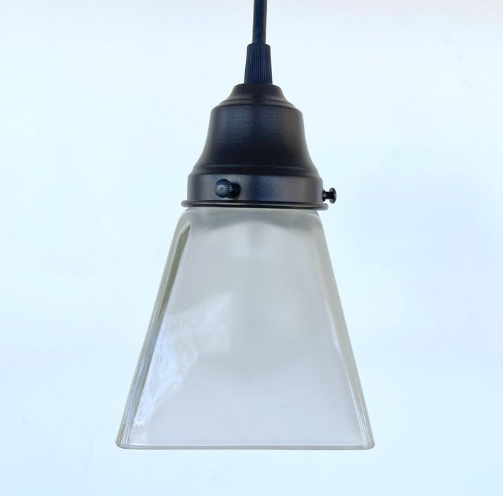 Vintage Frosted SQUARE 1960's PENDANT Light - Sweatfully