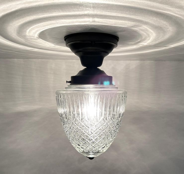 LARGE TAPERED DIAMOND 1950s Authentic Mid Century Glass Ceiling Light - Sweatfully