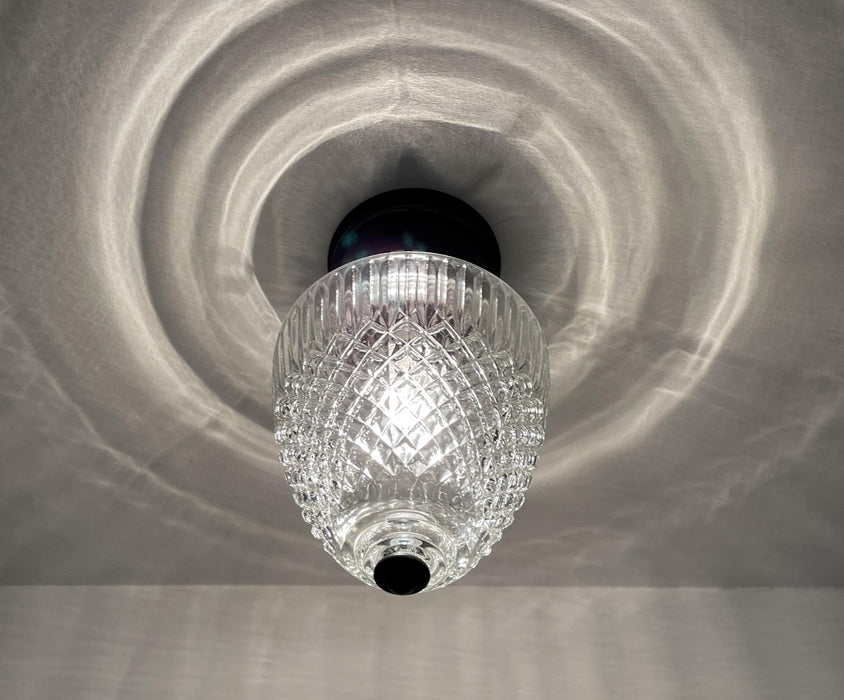 LARGE TAPERED DIAMOND 1950s Authentic Mid Century Glass Ceiling Light - Sweatfully
