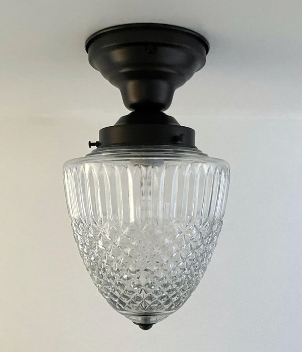 LARGE TAPERED DIAMOND 1950s Authentic Mid Century Glass Ceiling Light - Sweatfully